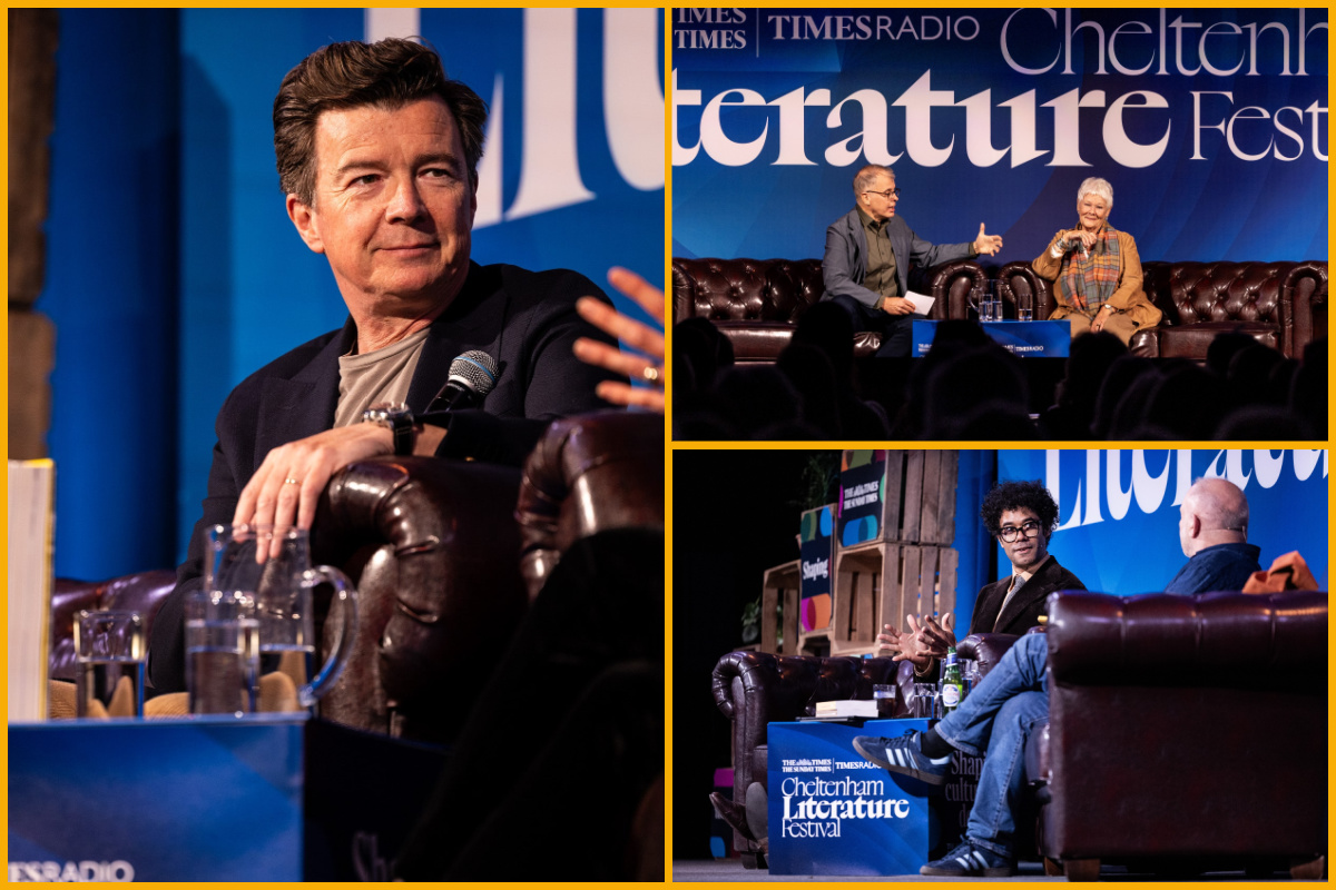 Images by Still Moving Media (left to right) Rick Astley, Brendan O'Hea and Judi Dench, Richard Ayoade